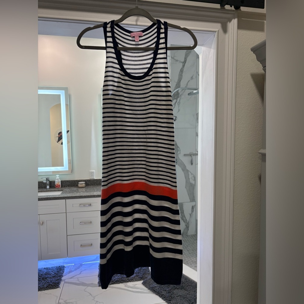 Lilly Pulitzer Navy and Red Striped Midi Dress